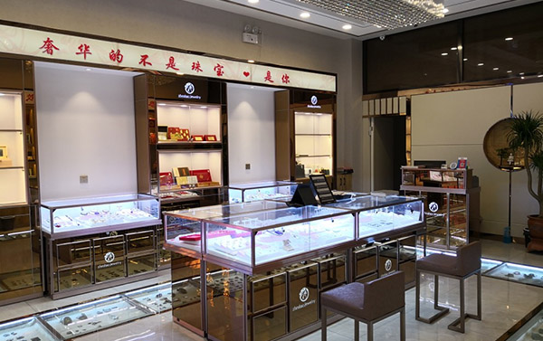 珠寶展示柜臺(tái),鴻鈦珠寶展柜廠(chǎng)家,定制玻璃珠寶展示柜